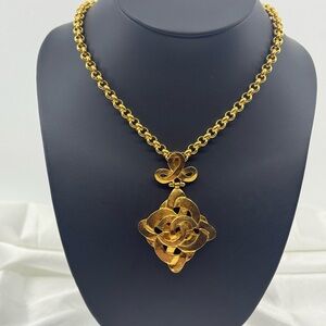 CHANEL Gold Plated CC Pendant Chain Necklace, 1997